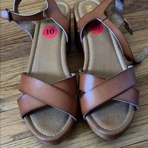 MIA Brown Strappy block heal Sandals size 10